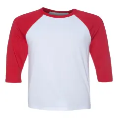BELLA + CANVAS&reg; Crewneck Three Quarter Baseball Tee White/ red