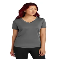 Sport-Tek&reg; Ladies Posi Charge V-Neck Short SleeveTee Iron grey