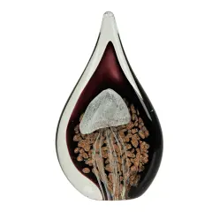 7 Inch Glass Drop Jellyfish Coral Paperweight Home Decor Sculpture Coastal