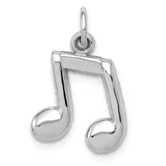 14K White Gold Polished Musical Note Charm Jewelry 20mm x 12mm
