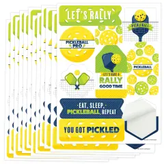 Big Dot of Happiness Let's Rally - Pickleball - Birthday or Retirement Party Favor Sticker Set - 12 Sheets - 120 Stickers