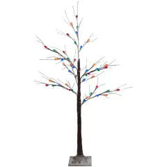 Northlight LED Lighted Frosted Christmas Twig Tree - 4' - Brown - Multi-Color lights