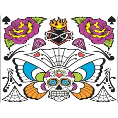 Adults Day Of The Dead Temporary Body Tattoo Costume Accessory