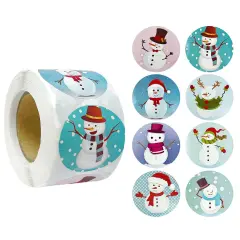 Wrapables Christmas Stickers Label Roll, Holiday Stickers for Sealing Cards, Envelopes, Gift Boxes, Festive Party Favors (500 pcs) Snowmen