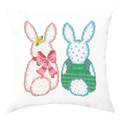 HerrschnersA Pair of Cottontails Pillow Cover Stamped Cross-Stitch Kit Multi
