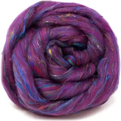 Merino Sari Blend - Merino Wool & Sari Silk Roving Fiber. Super Soft Combed Top For Hand Spinning, Needle Felting, Wet and Nuno Felting. Ahimsa