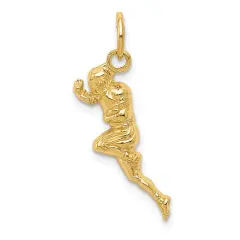 14K Gold Football Player Charm Pendant Jewelry 26 x 6 mm