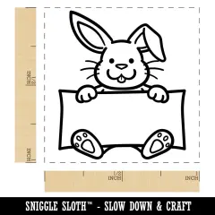 Easter Bunny Holding Blank Sign Self-Inking Rubber Stamp Ink Stamper Red