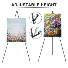 Display Easel Stand for Wedding Sign & Poster 63'' Portable Art Easel for Floor Adjustable Metal Easel Black 2 Pack