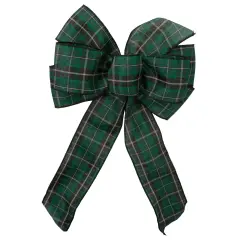 Northlight Plaid 6-Loop Christmas Bow Decoration - 9" x 14" - Black and Green