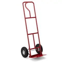 P-Handle Hand Truck with Foldable Load Plate for Warehouse Garage-Red