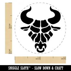 Angry Bull Cow Head with Horns Self-Inking Rubber Stamp Ink Stamper for Stamping Crafting Planners Blue
