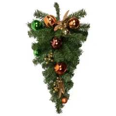 Northlight Pine Foliage with Ornaments Artificial Christmas Teardrop Swag - 30" - Unlit Green