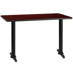 Emma and Oliver 30"x48" Rectangular Laminate Table with 5"x22" Table Height Bases Mahogany