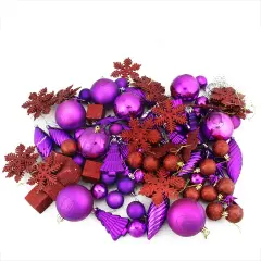 Northlight 125ct Purple and Red Shatterproof 3-Finish Christmas Ornaments 5.5" (139.7mm)