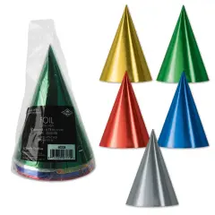 Pkgd Foil Cone Hats (Pack of 12)