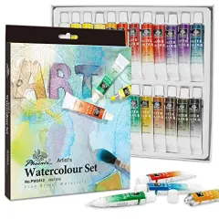 Watercolor Paint Set 24x12ml / 0.4 Fl Oz Tubes Non-toxic Water Color Paints Great Value Painting Art Supplies for Adults, Kids, Artists & Beginners