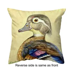 Betsy Drake Mrs. Wood Duck Small Noncorded Pillow 12x12 Multicolor