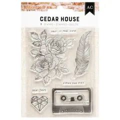 American Crafts Cedar House Clear Stamps-7/Pkg