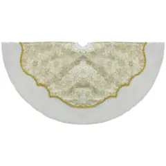 Northlight 48-Inch Gold Poinsettia Glitter Christmas Tree Skirt with a Velvet Border
