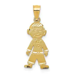 14K Gold Little Boy Charm Pendant Family Jewelry 26mm x 10mm
