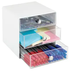 mDesign Plastic Office Supply 3 Drawer Storage Organizer Cube
