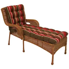 74-inch by 19-inch Squarded Outdoor Spun Polyester Tufted Chaise Lounge Cushion - Montfleuri Sangria