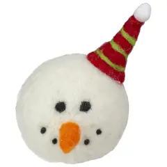 Tii Collections 6" Snowmans Face With a Red and Green Striped Hat Christmas Ornament White