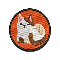 Sleepy Cat Loaf Multi-Color Embroidered Iron-On or Hook & Loop Patch Applique