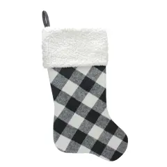 Northlight 23" Black and White Rustic Checkered Christmas Stocking