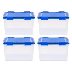 IRIS USA 4Pack 46.6qt WEATHERPRO Airtight Plastic Storage Bin with Lid and Seal and Secure Latching Buckles