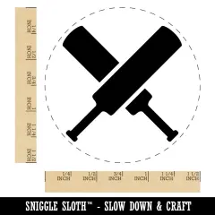 Crossed Cricket Bats Self-Inking Rubber Stamp for Stamping Crafting Planners Black