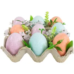 Northlight Pastel Easter Eggs with Carton Decoration - 6.25" - Set of 9 Multi