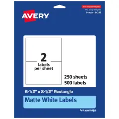 Avery Matte White Rectangle Labels, 5-1/2" x 8-1/2"