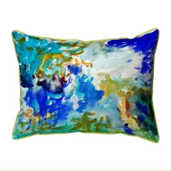 Betsy Drake Abstract Blue Large Indoor/Outdoor Pillow 16x20 Multicolor