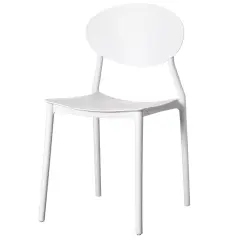 Modern Plastic Outdoor Dining Chair with Open Oval Back Design Single White