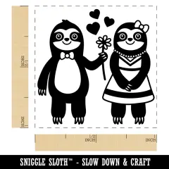 Sloth Couple in Love Anniversary Valentine's Day Self-Inking Rubber Stamp Ink Stamper Black
