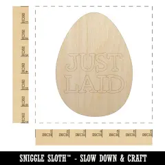 Just Laid in Egg Unfinished Wood Shape Piece Cutout for DIY Craft Projects
