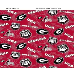 Sykel Enterprises-University of Georgia Cotton Fabric-Georgia Bulldogs Tone On Tone Cotton Quilting Fabric