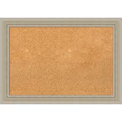 Mezzo Silver Wood Framed Corkboard, Natural Cork