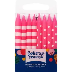 Stripes & Dots Smooth Specialty Candles, 16pc Pink