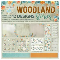 Little Birdie Woodland Stories Cardstock Pack 12"X12" 12/Pkg-Woodland Stories