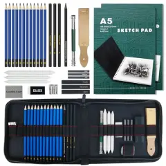 Drawing Sketch Set with Sketching, Graphite and Charcoal Pencils, Art Kit and Supplies for Kids, Teens and Adults