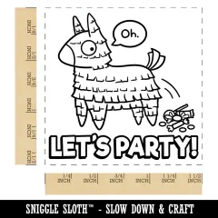 Let's Party Pinata Funny Self-Inking Rubber Stamp Ink Stamper Blue