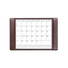 Chocolate Brown Leather Desk Pad w/ Calendar, 25.5 x 17.25
