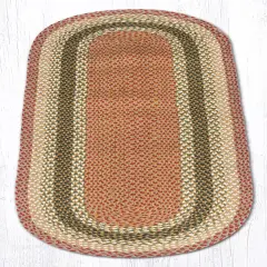 Earth Rugs C-24 Olive / Burgundy / Gray Oval Braided Rug 2 Feet X 6 Feet