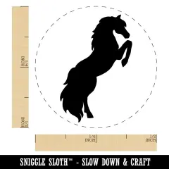Horse Rearing on Hind Legs Solid Self-Inking Rubber Stamp for Stamping Crafting Planners Green