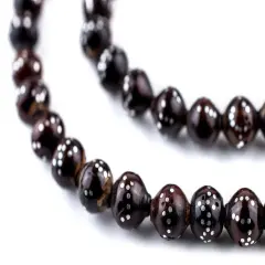 99Brown Silver-Inlaid "Names of Allah" Arabian Prayer Beads (6mm), Islamic Tasbih, Ramadan Gift, Quality Middle Eastern Beads - The Bead Chest