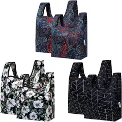 Wrapables JoliBag Collection Reusable Shopping Bag (Set of 6) Geometric, Pansies