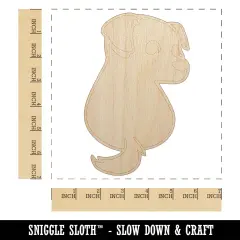 Cute Puppy Looking Back Unfinished Wood Shape Piece Cutout for DIY Craft Projects